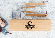Load image into Gallery viewer, Personalized Monogram Bamboo BBQ Set