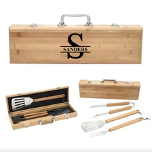 Load image into Gallery viewer, Personalized Monogram Bamboo BBQ Set