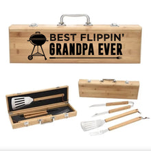Load image into Gallery viewer, Best Flippin' Grandpa Ever Father's Day Bamboo BBQ Set