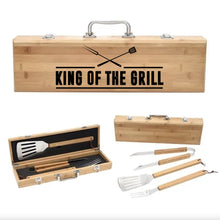 Load image into Gallery viewer, King Of The Grill Father's Day Bamboo BBQ Set