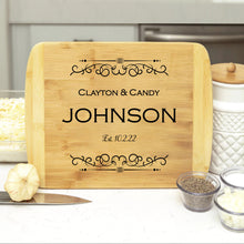 Load image into Gallery viewer, Personalized Wedding Gift Bamboo Cutting Board