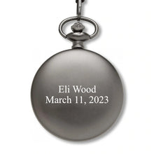 Load image into Gallery viewer, Name & Date Personalized Engraved Gears Pocket Watch