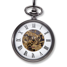 Load image into Gallery viewer, Custom Engraved Gears Gunmetal Pocket Watch