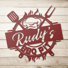 Load image into Gallery viewer, Personalize BBQ Pit Metal Wall Art

