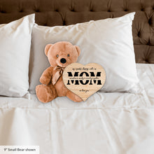 Load image into Gallery viewer, Mom Monogram Teddy Bear with Heart Sign- PERSONALIZED - PRICE INCLUDES FREE SHIPPING
