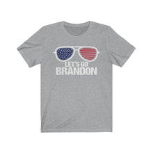 Load image into Gallery viewer, Let&#39;s Go Brandon American Flag Sunglasses Unisex Jersey Short Sleeve T-Shirt
