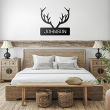 Load image into Gallery viewer, Deer Antler Monogram Metal Wall Art
