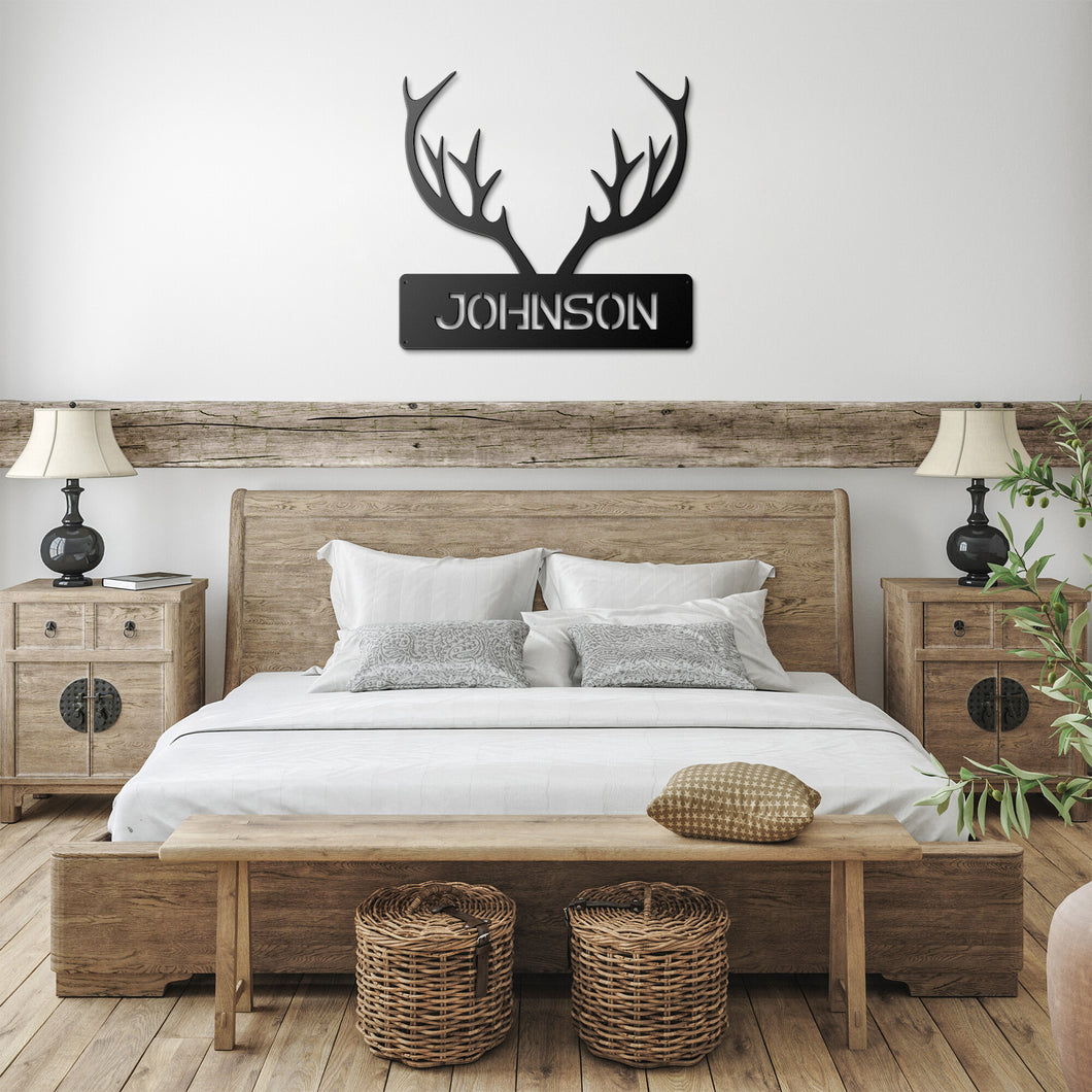 Deer Antler Monogram Metal Wall Art