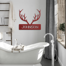 Load image into Gallery viewer, Deer Antler Monogram Metal Wall Art
