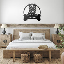 Load image into Gallery viewer, French Bulldog Peeking Bone Circle Frame Metal Wall Art
