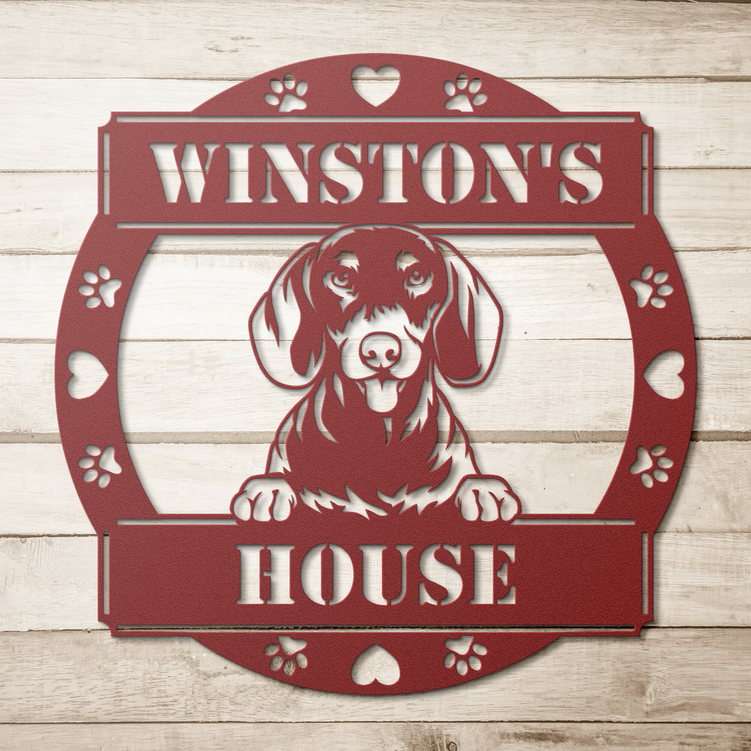 Peeking Dachshund's House Metal Wall Art