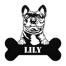 Load image into Gallery viewer, Peeking French Bulldog Bone Metal Wall Art
