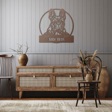 Load image into Gallery viewer, Peeking French Bulldog Circle Frame Metal Wall Art
