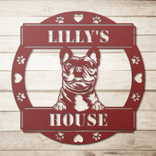 Load image into Gallery viewer, Peeking French Bulldog&#39;s House Metal Wall Art
