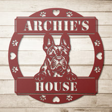 Load image into Gallery viewer, Peeking French Bulldog&#39;s House Metal Wall Art
