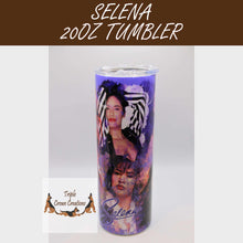 Load image into Gallery viewer, Selena Inspired/Purple Photo 20 ounce Skinny Tumbler
