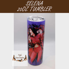 Load image into Gallery viewer, Selena Inspired/Purple Photo 20 ounce Skinny Tumbler
