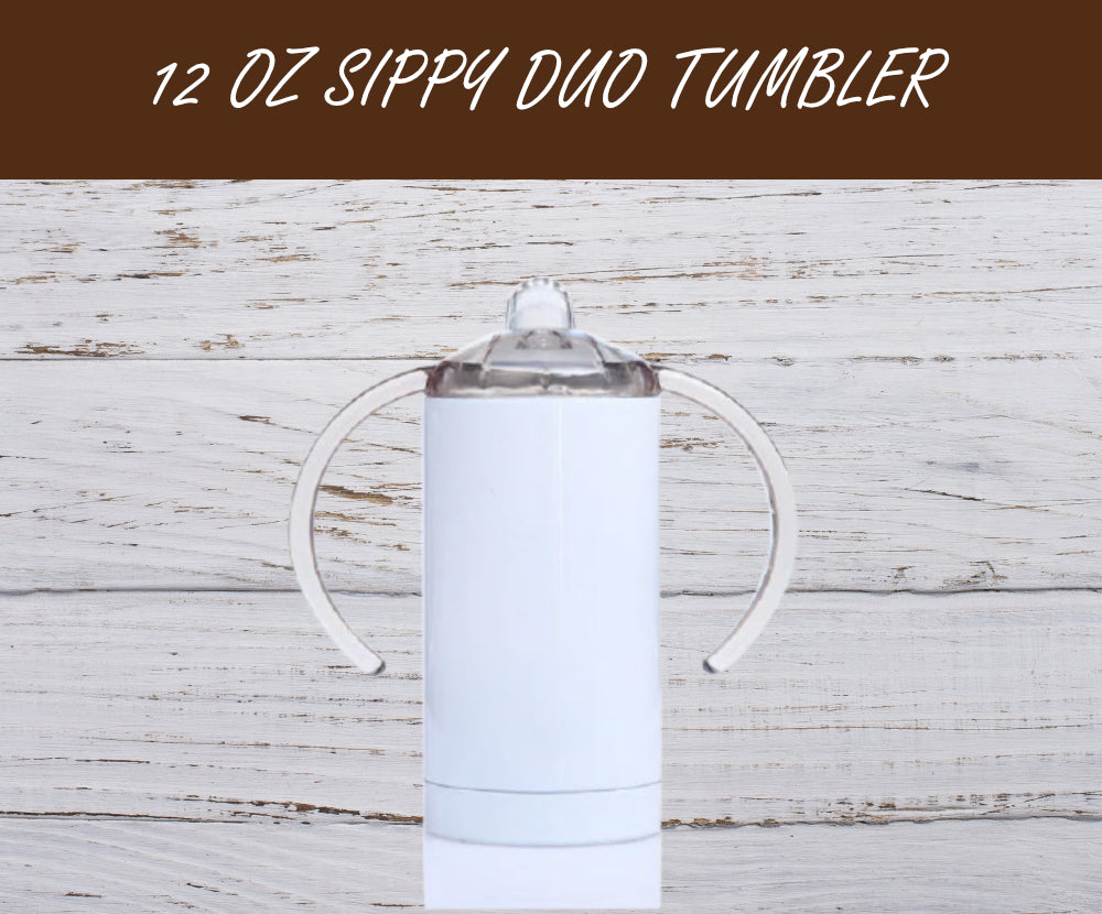 12oz Sublimation Blank Sippy Cup with Duo lid