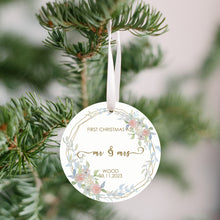 Load image into Gallery viewer, Personalized Mr. and Mrs. First Christmas Married Christmas Ornament
