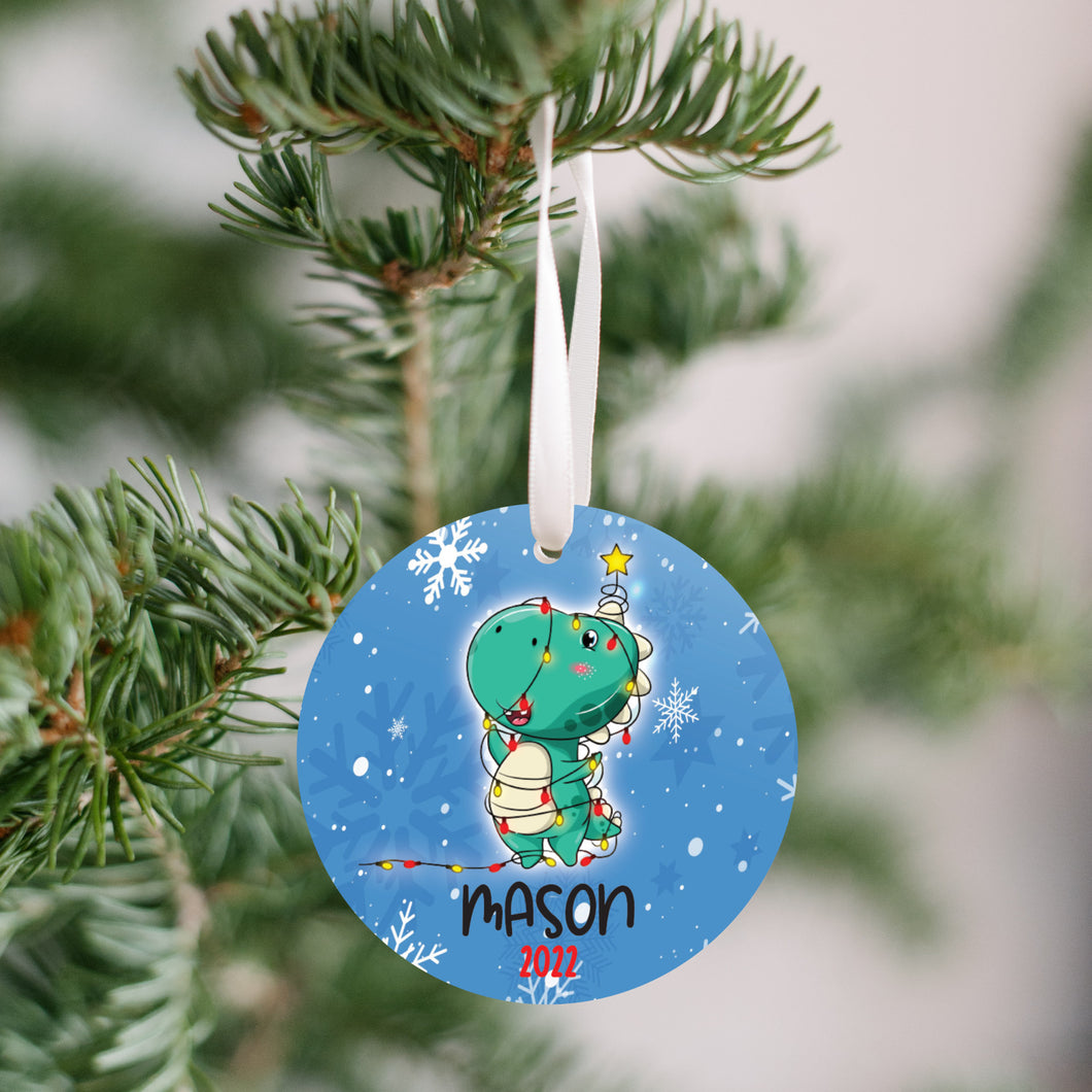 Personalized Boys Dinosaur Christmas Ornament