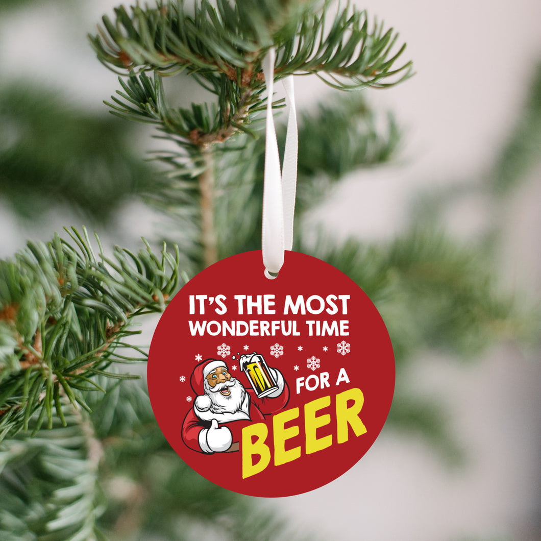 Wonderful Time For A Beer Christmas Ornament