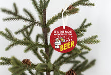 Load image into Gallery viewer, Wonderful Time For A Beer Christmas Ornament
