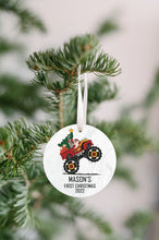 Load image into Gallery viewer, Baby&#39;s First Christmas Ornament - Personalized First Christmas Monster Truck Ornament - Custom Baby Boy Truck Ornament
