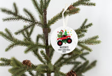 Load image into Gallery viewer, Baby&#39;s First Christmas Ornament - Personalized First Christmas Dinosaur Monster Truck Ornament - Custom Baby Boy Truck Ornament
