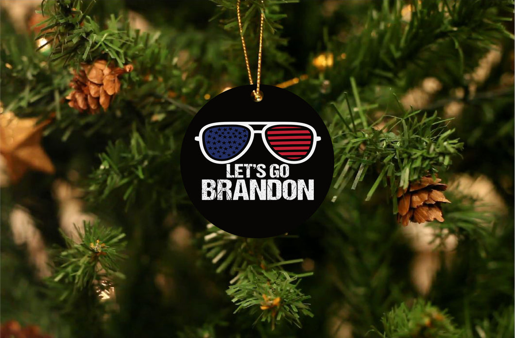 Let's Go Brandon American Flag Sunglasses Christmas Ornament - Get 30% OFF + FREE Shipping When You Order 10 Or More