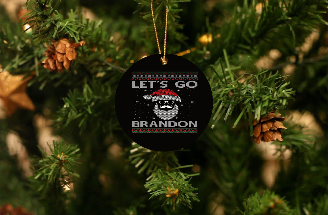 Let's Go Brandon Ugly Sweater Santa Christmas Ornament - Get 30% OFF + FREE Shipping When You Order 10 Or More