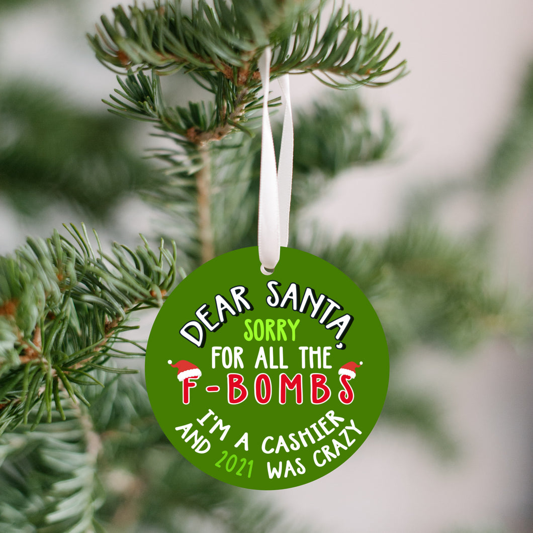 Santa F Bomb Cashier Christmas Ornament - Get 30% OFF + FREE Shipping When You Order 10 Or More