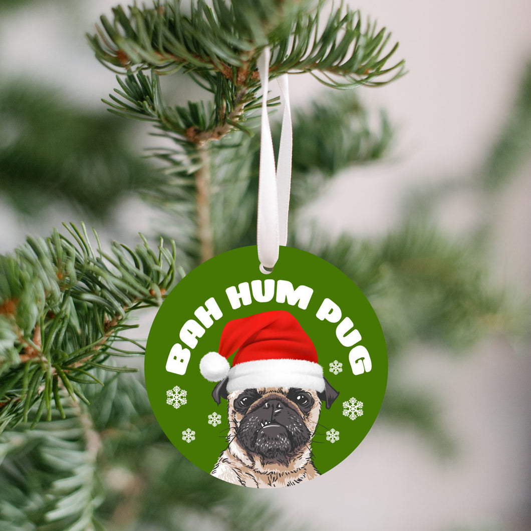 Bah Hum Pug Christmas Ornament - Get 30% OFF + FREE Shipping When You Order 10 Or More