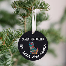 Load image into Gallery viewer, Easily Distracted By Dogs And Books Christmas Ornament - Get 30% OFF + FREE Shipping When You Order 10 Or More
