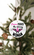 Load image into Gallery viewer, Cancer Picked The Wrong Woman Christmas Ornament - Get 30% OFF + FREE Shipping When You Order 10 Or More.
