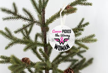 Load image into Gallery viewer, Cancer Picked The Wrong Woman Christmas Ornament - Get 30% OFF + FREE Shipping When You Order 10 Or More.
