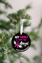 Load image into Gallery viewer, Breast Cancer Awareness My Hero Is Now My Angel Christmas Ornament - Get 30% OFF + FREE Shipping When You Order 10 Or More.
