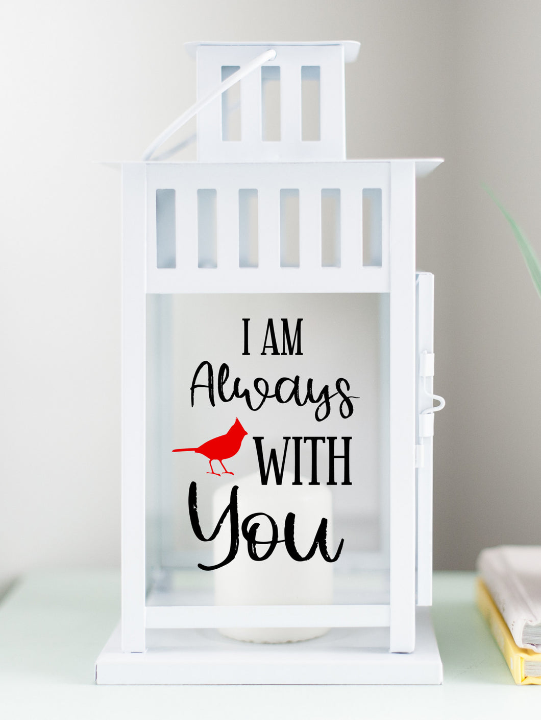 I'm Always With You Cardinal Memorial Lantern - White