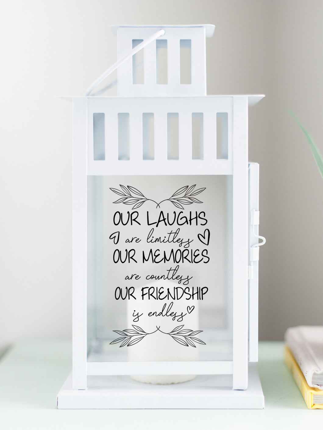 Our Laughs Are Limitless Friendship Lantern - White