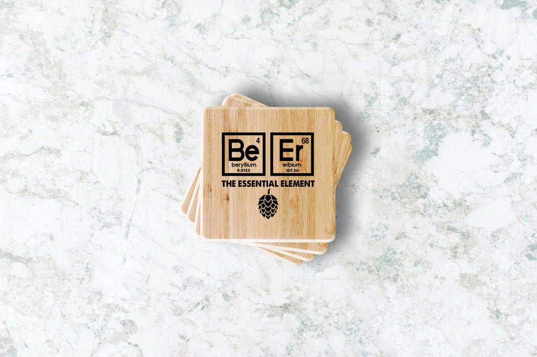 Beer Essential Element Bamboo Coasters