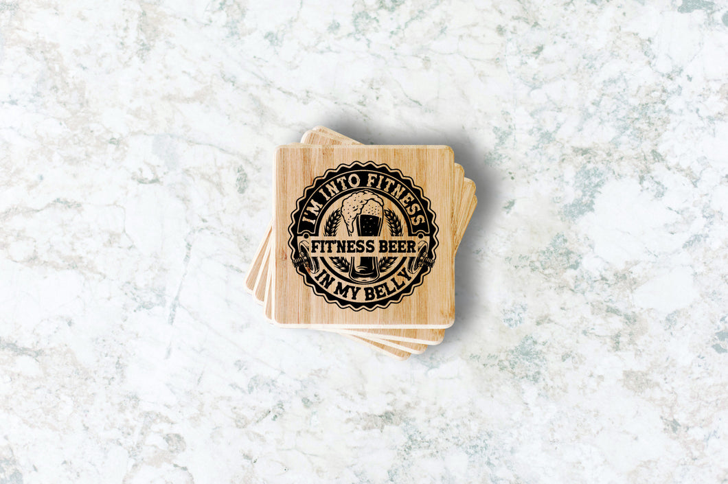 I'm Into Fitness Beer Bamboo Coasters