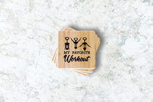 Load image into Gallery viewer, My Favorite Workout Wine Bamboo Coasters
