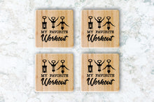 Load image into Gallery viewer, My Favorite Workout Wine Bamboo Coasters
