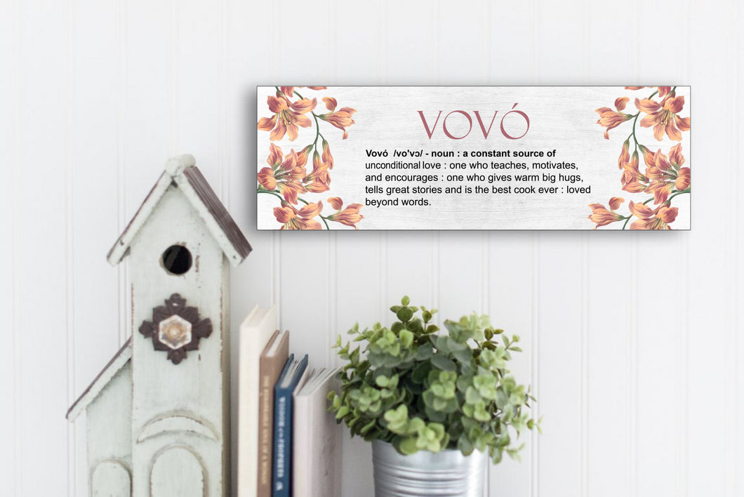 Vovó Definition Mother's Day Sign