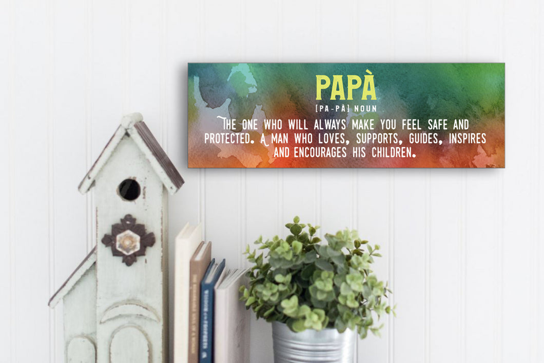 Papá Definition Father's Day Sign