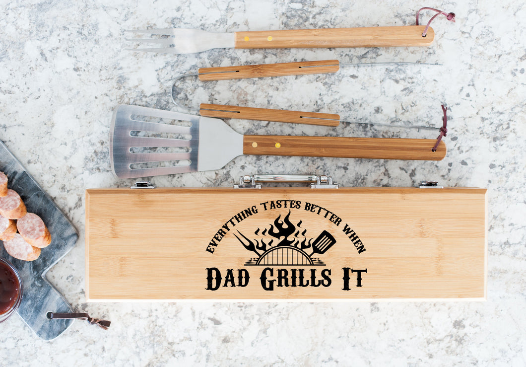 Better When Dad Grills It Father's Day Bamboo BBQ Set