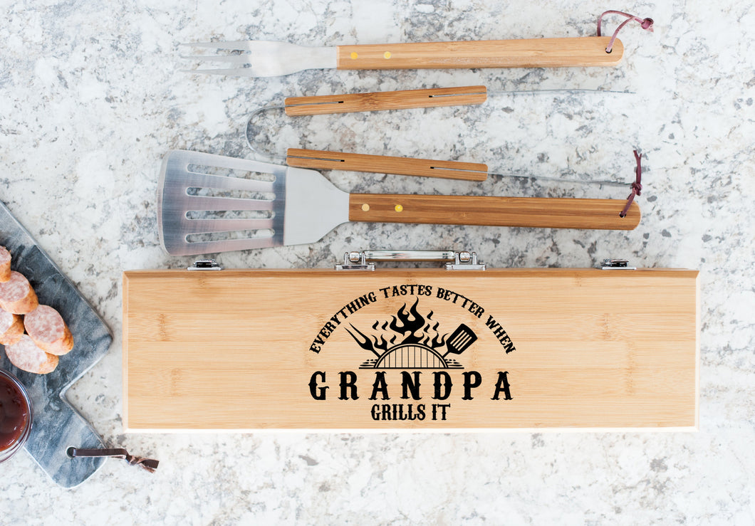 Better When Grandpa Grills It Father's Day Bamboo BBQ Set