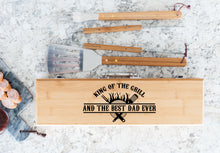 Load image into Gallery viewer, King Of The Grill And Best Dad Father&#39;s Day Bamboo BBQ Set
