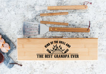 Load image into Gallery viewer, King Of The Grill And Best Grandpa Father&#39;s Day Bamboo BBQ Set
