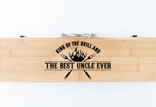 Load image into Gallery viewer, King Of The Grill And Best Uncle Father&#39;s Day Bamboo BBQ Set
