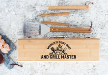 Load image into Gallery viewer, World&#39;s Best Dad And Grill Master Father&#39;s Day Bamboo BBQ Set
